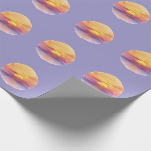 Watercolor Sunset Ocean Horizon Aesthetic Round St Wrapping Paper