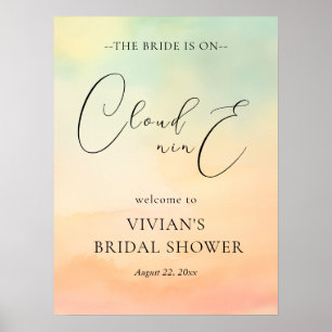 Watercolor Sunset On Cloud 9 Bridal Shower Welcome Poster