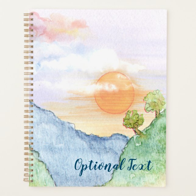 Watercolor Sunset over Mountains & Trees  Planner (Front)