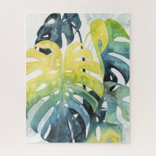 Watercolor Sunset Palm Tree Leaves Jigsaw Puzzle