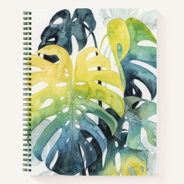 Watercolor Sunset Palm Tree Leaves Notebook (Front)