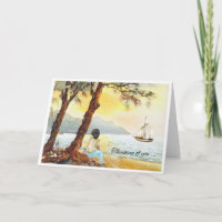 Watercolor Sunset Sailboat Sympathy