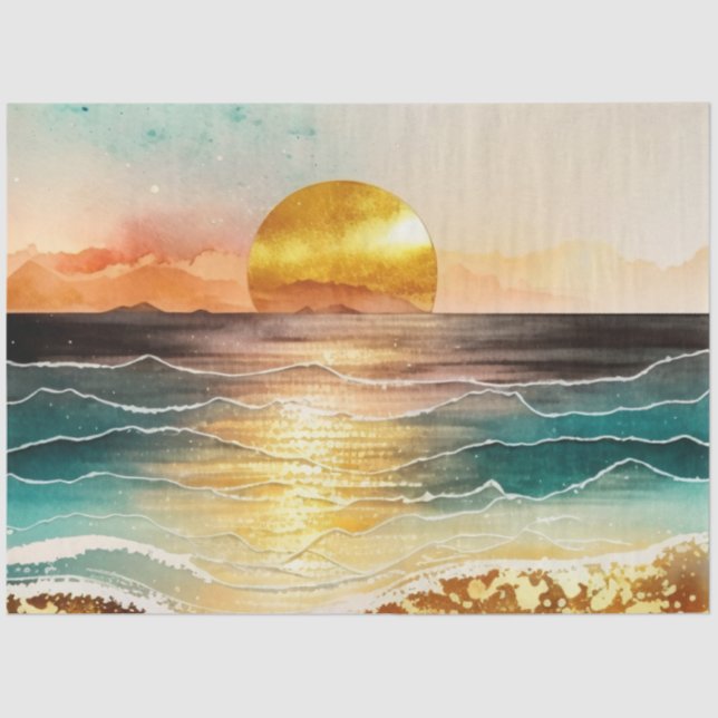 Watercolor Sunset Series Design 6 Tissue Paper (Front)