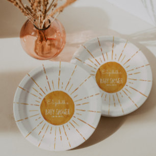Watercolor Sunshine Baby Shower  Paper Plate