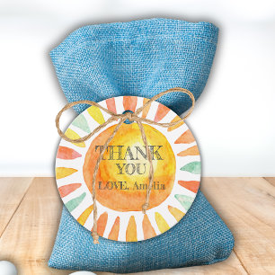 Watercolor Sunshine Cute Sun Thank You Favour Tags