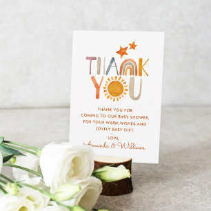 Watercolor Sunshine Rainbow Thank You Baby Shower  Card