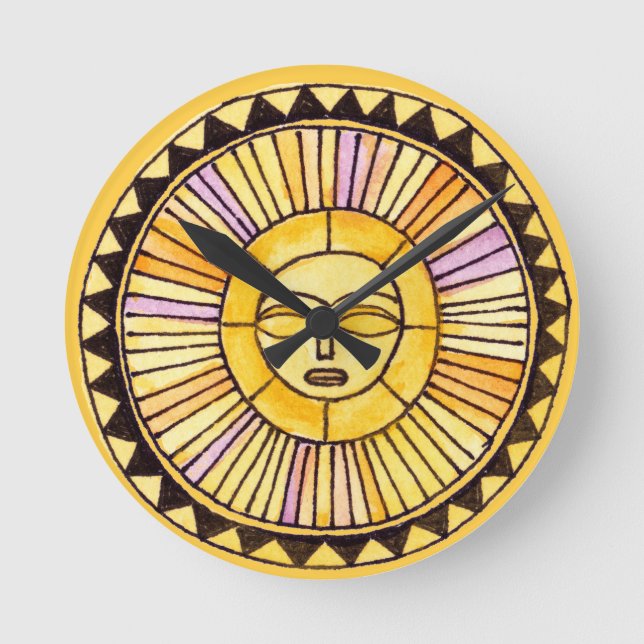 Watercolor & Sunshine Round Clock (Front)