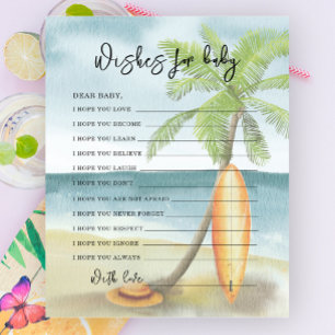 Watercolor surf beach - wishes for baby