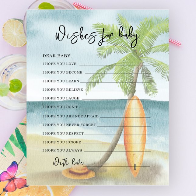 Watercolor surf beach - wishes for baby (Creator Uploaded)