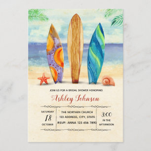 Watercolor surf invitation
