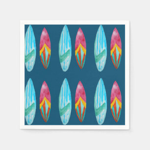Watercolor Surfboard Pattern Napkin