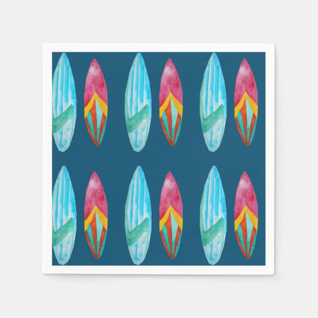 Watercolor Surfboard Pattern Napkin (Front)