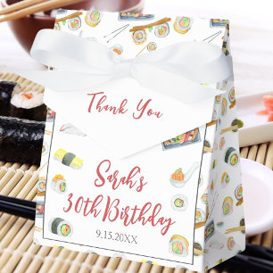 Watercolor Sushi and Sashimi Any Age Birthday  Favor Box