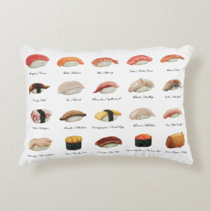 Watercolor Sushi Chart  Accent Pillow