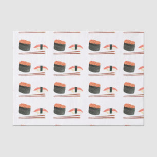 Watercolor Sushi Rolls With Chopsticks Tissue Pape Tissue Paper