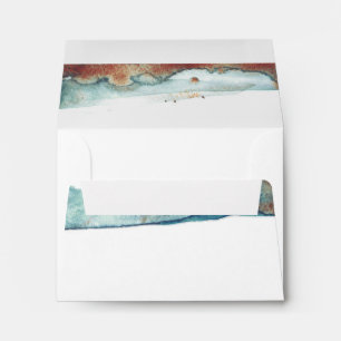 Watercolor Swash Vintage Seaside Wedding RSVP Envelope
