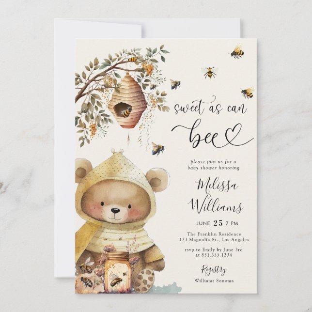 Watercolor Sweet As Can Be Baby Shower Invitation (Front)