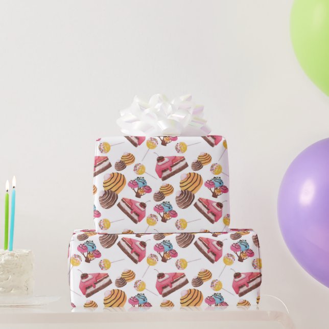 Watercolor Sweet Candy Land Pattern  Wrapping Paper (Party Gifts)