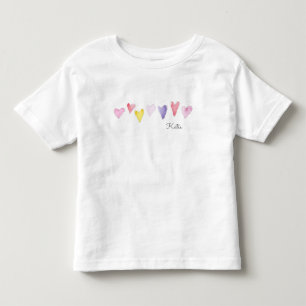 Watercolor Sweet Hearts NAME Love Kids Valentine Toddler T-shirt