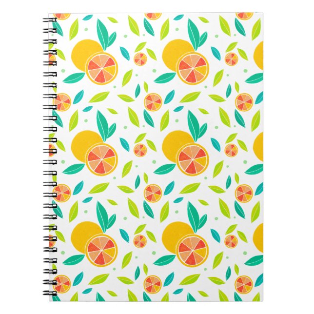 Watercolor Sweet Oranges Pattern Notebook (Front)