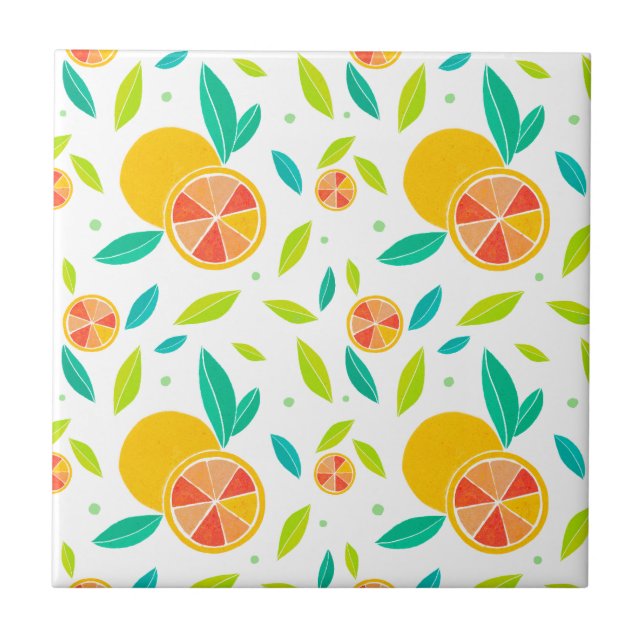 Watercolor Sweet Oranges Pattern Tile (Front)