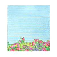 Watercolor Sweet Peas Blue Lined