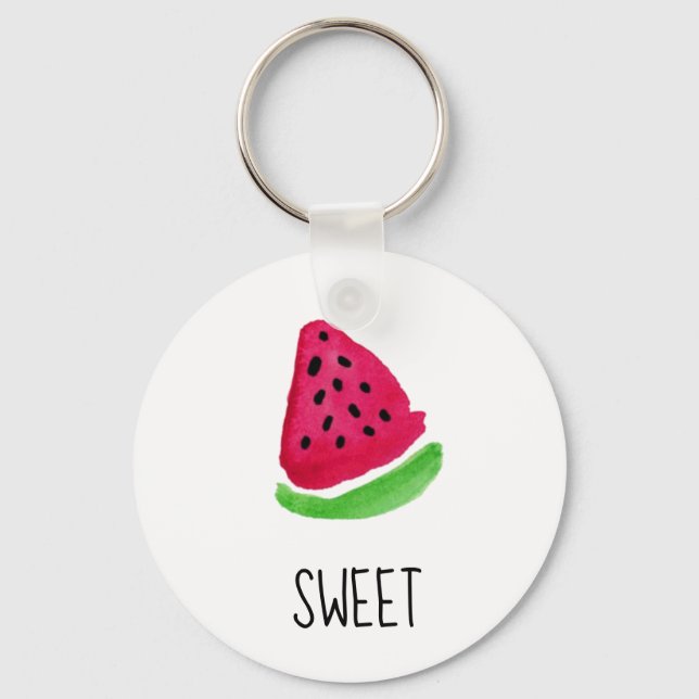 Watercolor Sweet Pink Watermelon  Keychain (Front)