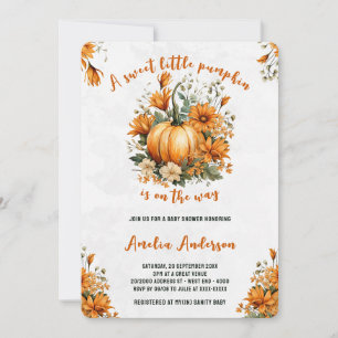 Watercolor Sweet Pumpkin Fall Baby Shower Invitation