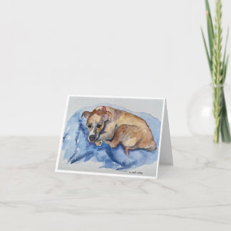 watercolor-sweet rescue pup Folded Thank You Card