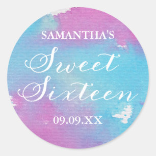 Watercolor Sweet Sixteen Personalized Stickers