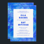 Watercolor Swirl Blue Custom Bar Bat Mitzvah Invitation<br><div class="desc">Perfect card to announce a bat mitzvah, bar mitzvah or other Jewish celebration! Hand made art for you. FULLY CUSTOMIZABLE! Click on “Personalize” above to edit the text. Click "edit using design tool" to adjust the fonts, colours and placements and to delete the back side design if you prefer (I...</div>