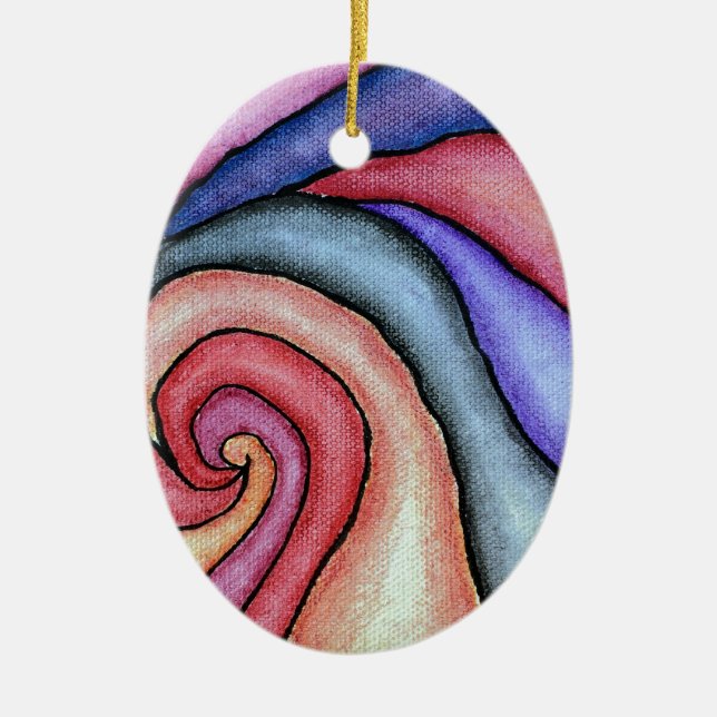 Watercolor Swirl Ceramic Ornament (Front)