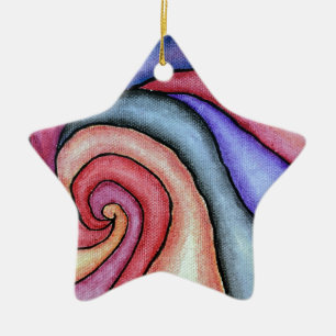 Watercolor Swirl Ceramic Ornament