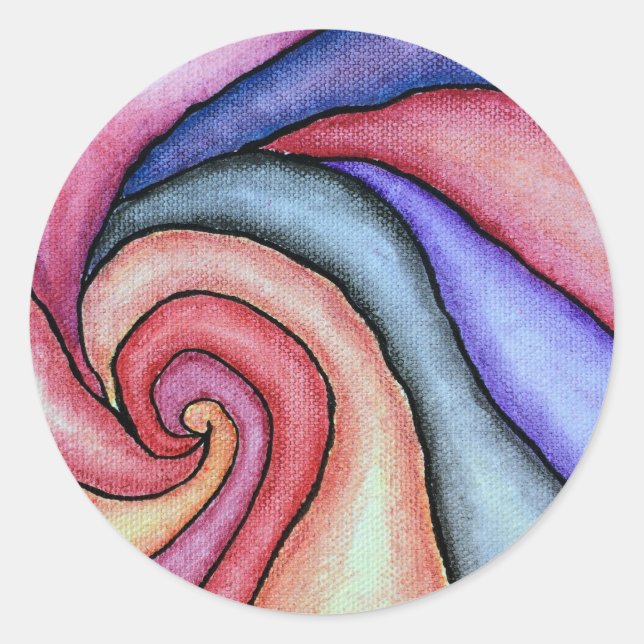 Watercolor Swirl Classic Round Sticker (Front)