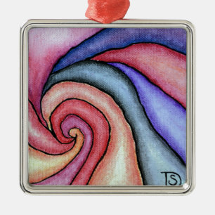 Watercolor Swirl Metal Ornament