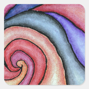 Watercolor Swirl Square Sticker