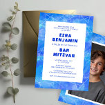 Watercolor Swirl Star Custom PHOTO Bar Bat Mitzvah Invitation<br><div class="desc">Perfect card to announce a bat mitzvah, bar mitzvah or other Jewish celebration! Hand made art for you. FULLY CUSTOMIZABLE! Click on “Personalize” above to edit the text and add your own photo to the back. Click "edit using design tool" to adjust the fonts, colours and placements and to delete...</div>