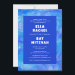 Watercolor Swirls Blue Custom Bar Bat Mitzvah Invitation<br><div class="desc">Perfect card to announce a bat mitzvah, bar mitzvah or other Jewish celebration! Hand made art for you. FULLY CUSTOMIZABLE! Click on “Personalize” above to edit the text. Click "edit using design tool" to adjust the fonts, colours and placements and to delete the back side design if you prefer (I...</div>