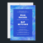 Watercolor Swirls Blue Custom Bar Bat Mitzvah Invitation<br><div class="desc">Perfect card to announce a bat mitzvah, bar mitzvah or other Jewish celebration! Hand made art for you. FULLY CUSTOMIZABLE! Click on “Personalize” above to edit the text. Click "edit using design tool" to adjust the fonts, colours and placements and to delete the back side design if you prefer (I...</div>