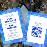 Watercolor Swirls Custom QR CODE Bar Bat Mitzvah Invitation<br><div class="desc">Perfect card to announce a bat mitzvah, bar mitzvah or other Jewish celebration! Hand made art for you. FULLY CUSTOMIZABLE! Click on “Personalize” above to edit the text and add your own link to QR code to the back. Click "edit using design tool" to adjust the fonts, colours and placements...</div>