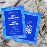 Watercolor Swirls Custom QR CODE Bar Bat Mitzvah Invitation<br><div class="desc">Perfect card to announce a bat mitzvah, bar mitzvah or other Jewish celebration! Hand made art for you. FULLY CUSTOMIZABLE! Click on “Personalize” above to edit the text and add your own link to QR code to the back. Click "edit using design tool" to adjust the fonts, colours and placements...</div>