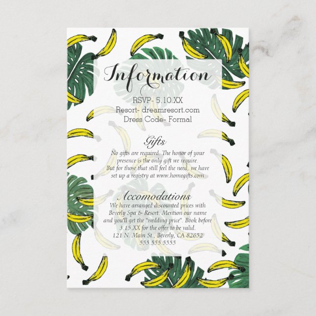 Watercolor Swiss Cheese Plant and Bananas Enclosure Card (Front)