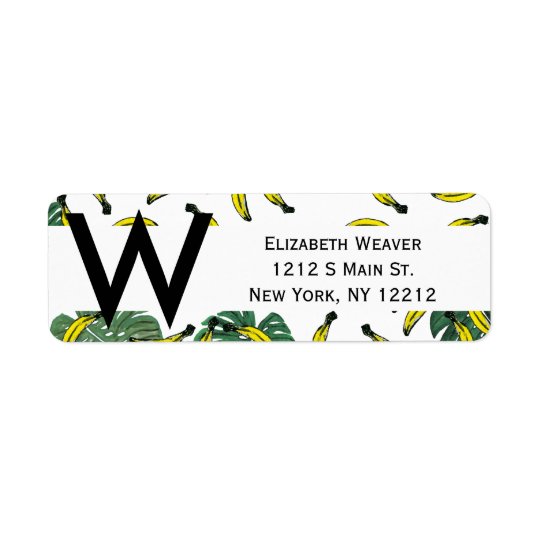 Watercolor Swiss Cheese Plant and Bananas Return Address Label