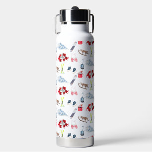 Watercolor Swiss Winter Travel Themed  Water Bottle