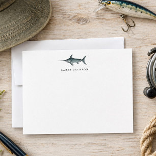 Watercolor Swordfish Fishing Flat Card