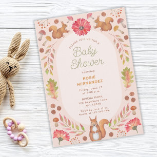 Watercolor Symmetric Fall Theme Baby Shower Invitation