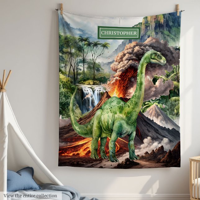 Watercolor T-Rex Dinosaur Blanket Personalized  (Watercolor T-Rex Dinosaur Blanket Personalized for Kids)