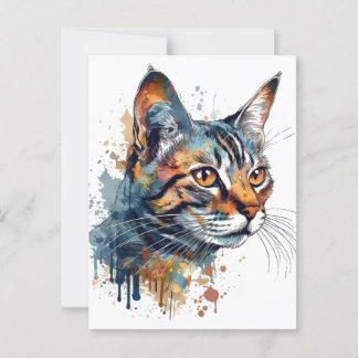 Watercolor tabby postcard