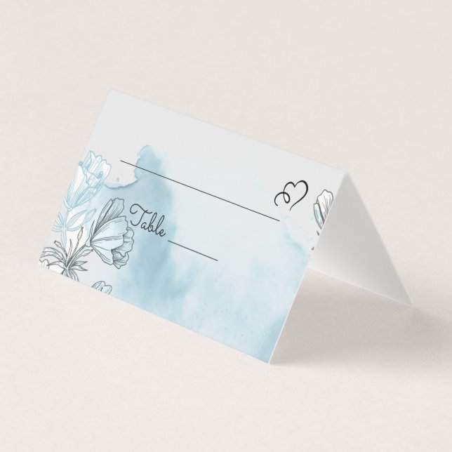 Watercolor Table Number and Name Place Cards (Front)