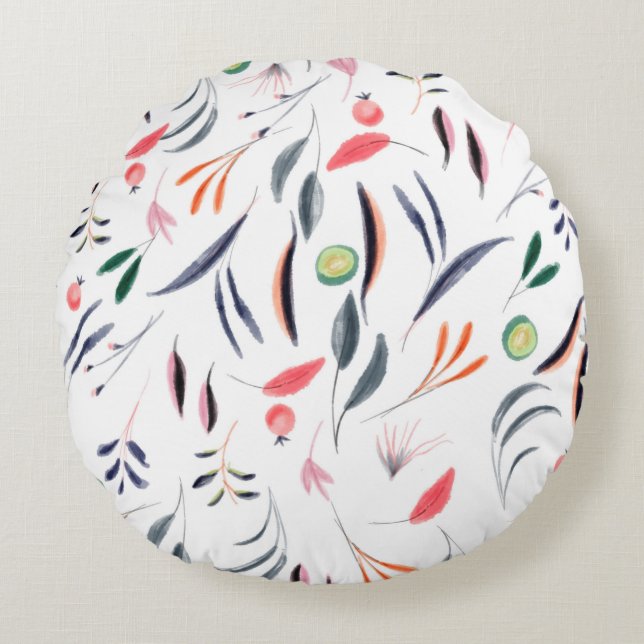 Watercolor tablecloth cloth design round pillow (Front)